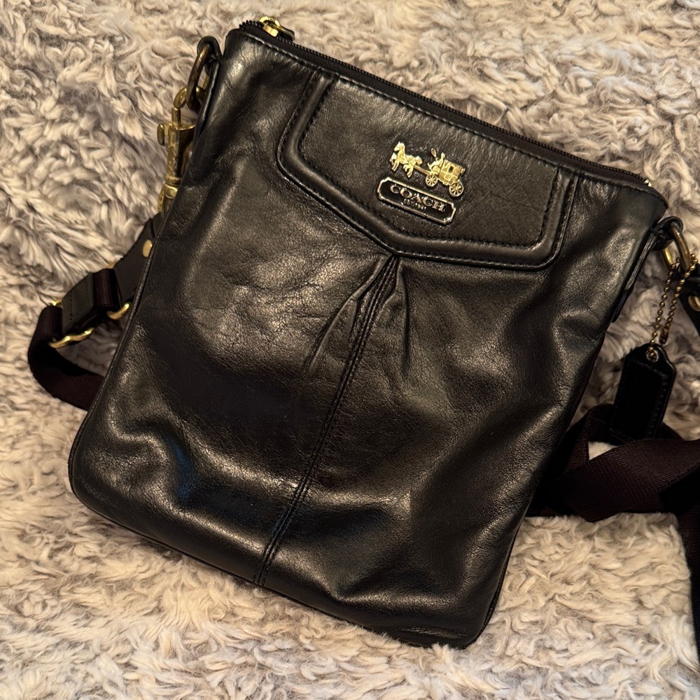 Coach Black Leather Vintage Messenger Bag